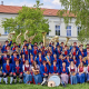 Der Musikverein Eibesthal zum 50. Gründungsjubiläum im Jahr 2018 vor dem Musikerheim